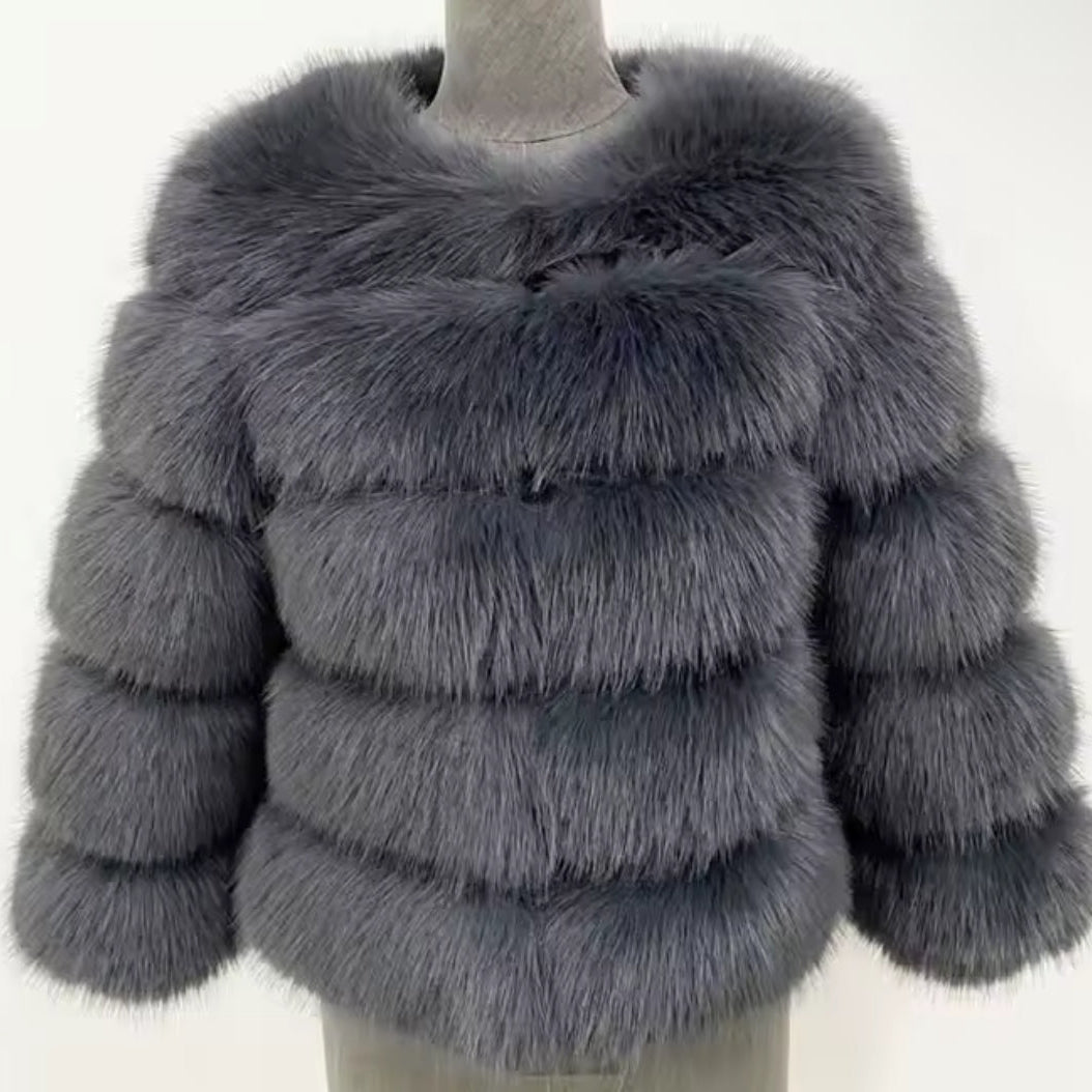 Faux Fur Row Jacket