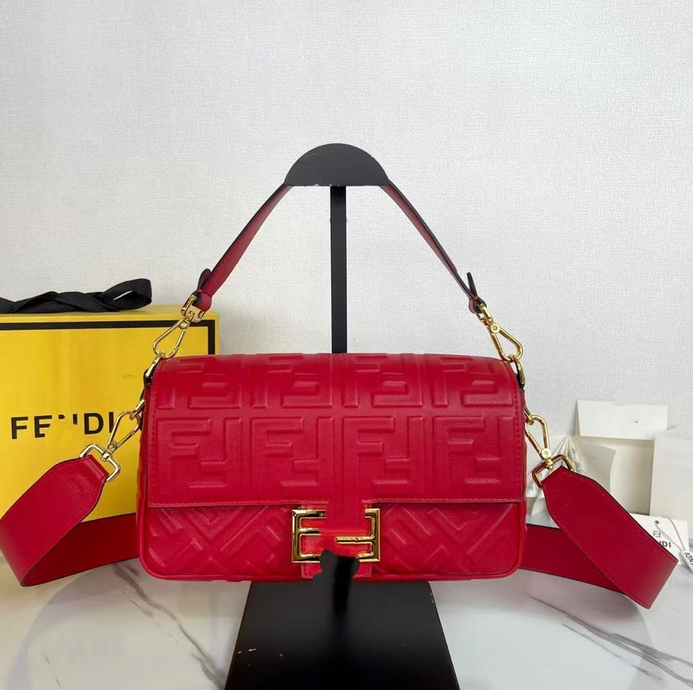 FF Embossed Baguette Bag