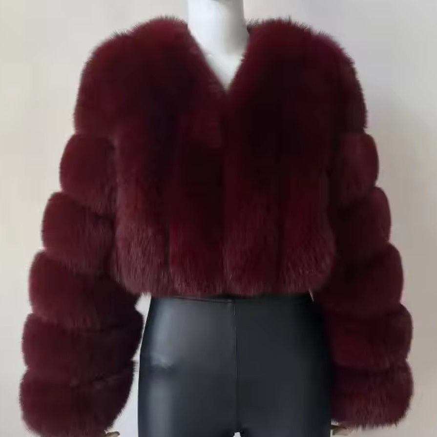 Vertical Faux Fur Jacket