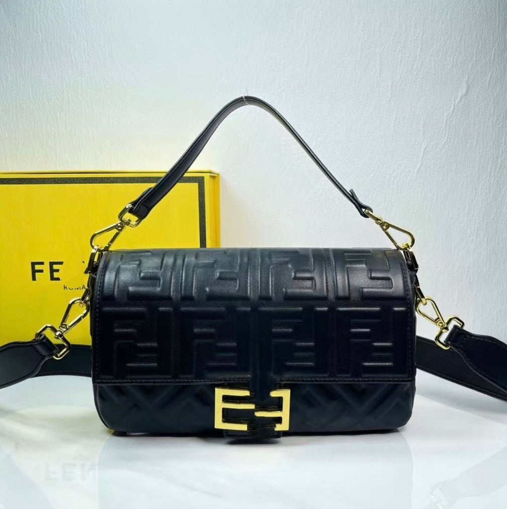 FF Embossed Baguette Bag