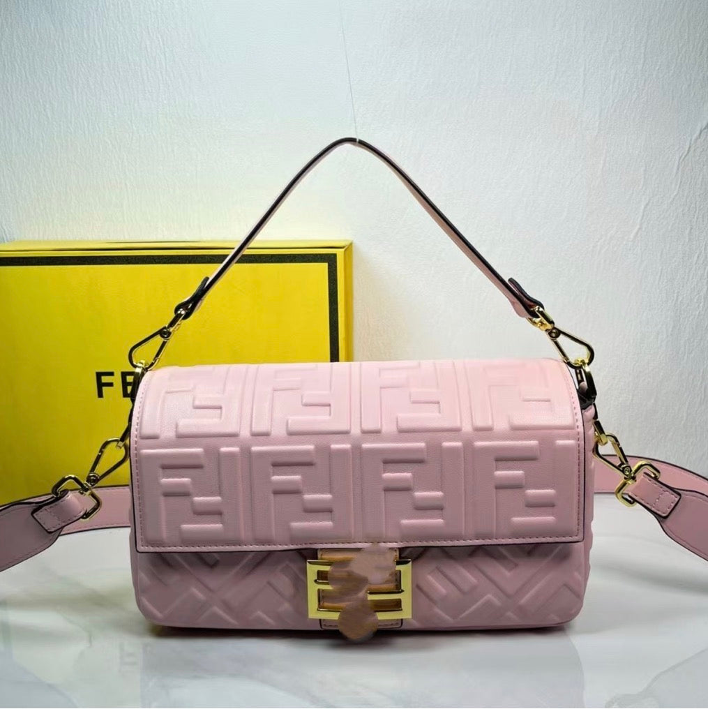 FF Embossed Baguette Bag