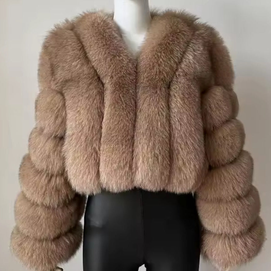 Vertical Faux Fur Jacket