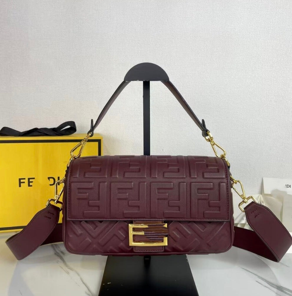 FF Embossed Baguette Bag