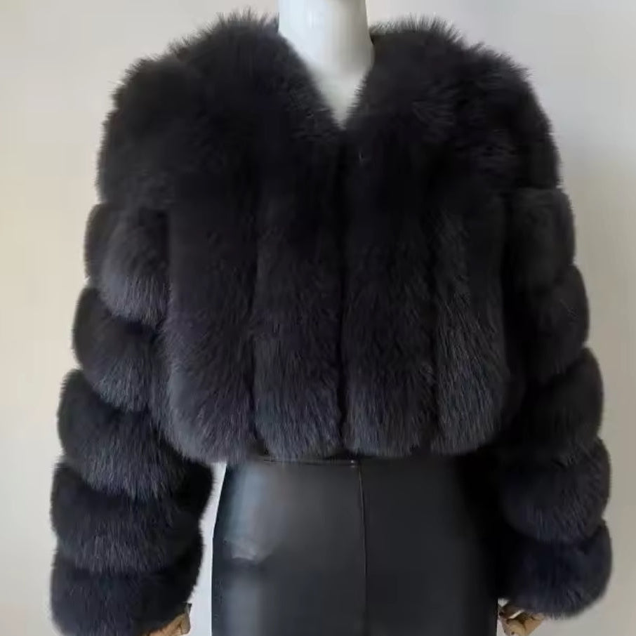 Vertical Faux Fur Jacket