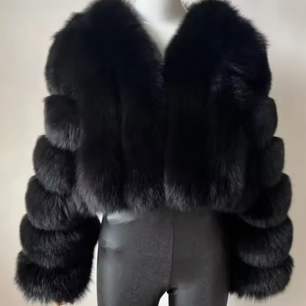 Vertical Faux Fur Jacket