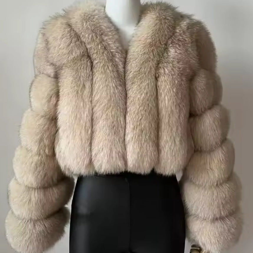 Vertical Faux Fur Jacket