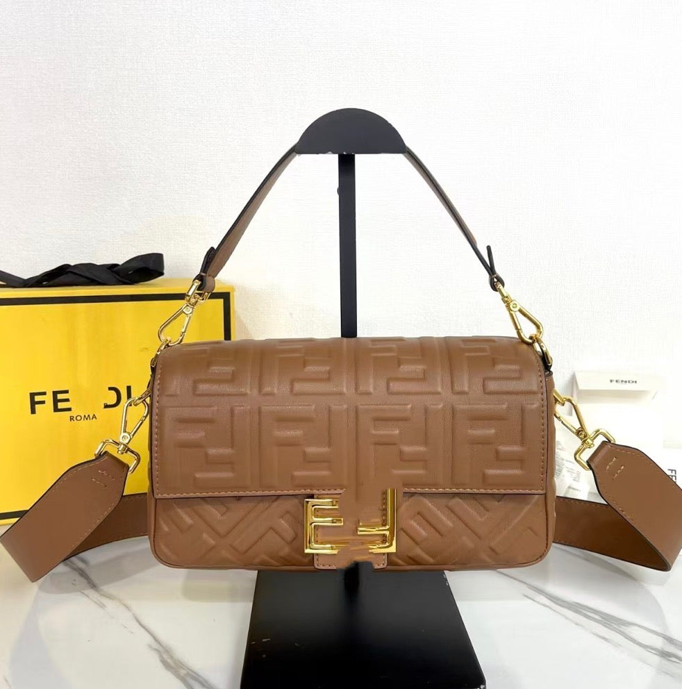 FF Embossed Baguette Bag