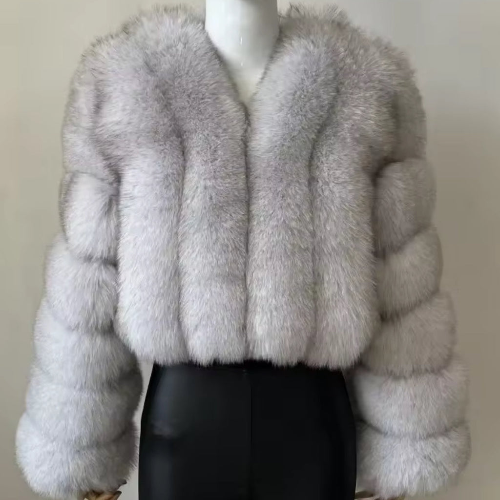Vertical Faux Fur Jacket