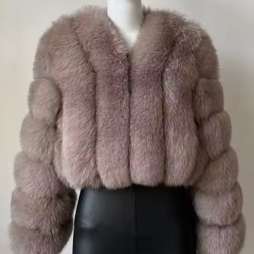 Vertical Faux Fur Jacket